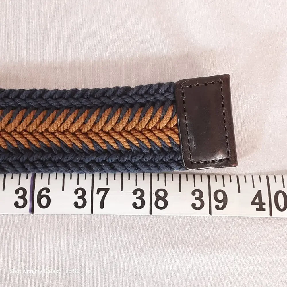 💎BCBGMaxazria Woven Surcingle Belt XS/S Navy Blue Burnt Orange